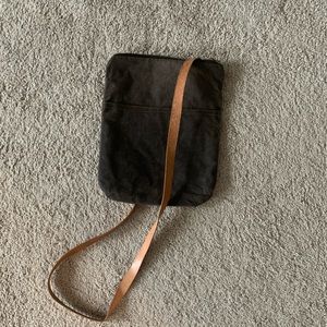 Brushed canvas shoulder bag